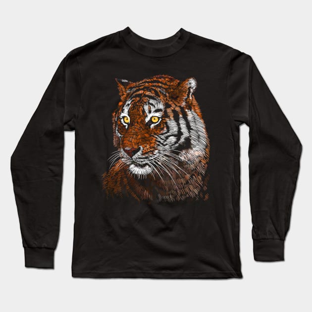 Sketch Tiger style Long Sleeve T-Shirt by albertocubatas